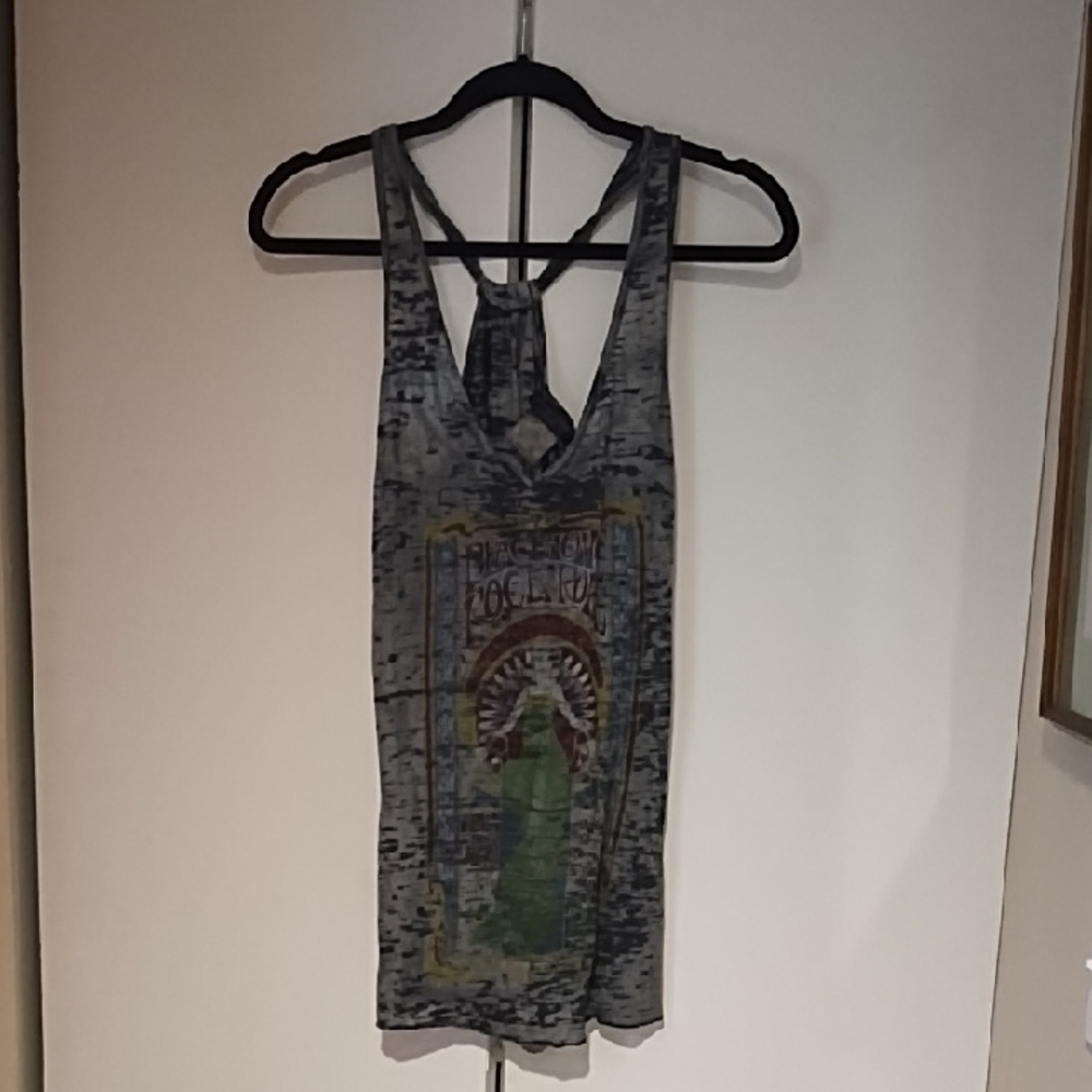 Realitee Clothing Green Brown Fitted Graphic Tank Top
